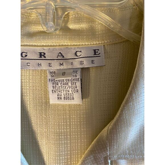 Grace chemise vintage 100% silk ivory, short sleeve button down blouse size 8 - Picture 4 of 4